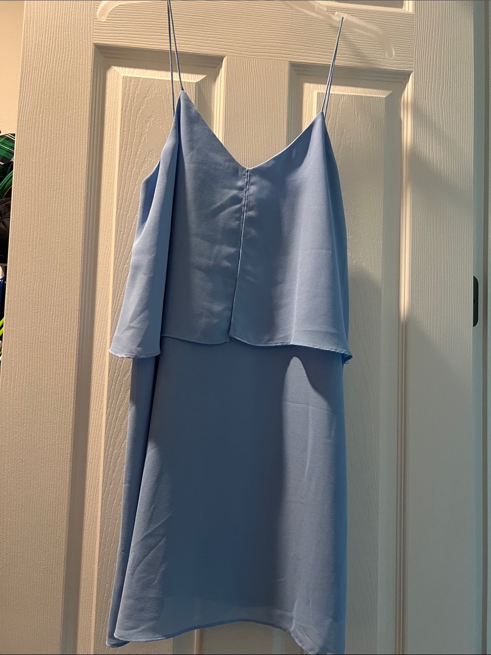 Mango Light Blue Spaghetti Strap Mini Dress